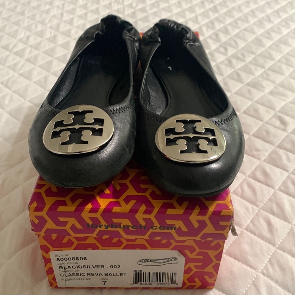 Tory Burch Classic Reva Ballet Black/Silver